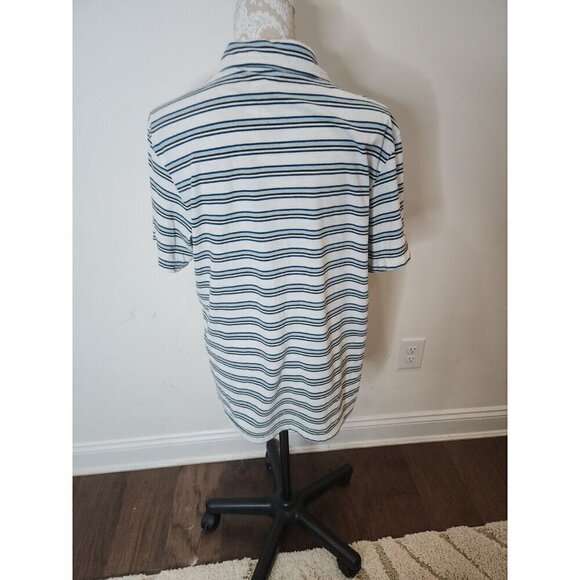 Mohnton Made Polo Shirt Golf White Striped Short Sleeve Men's Large - Picture 4 of 7